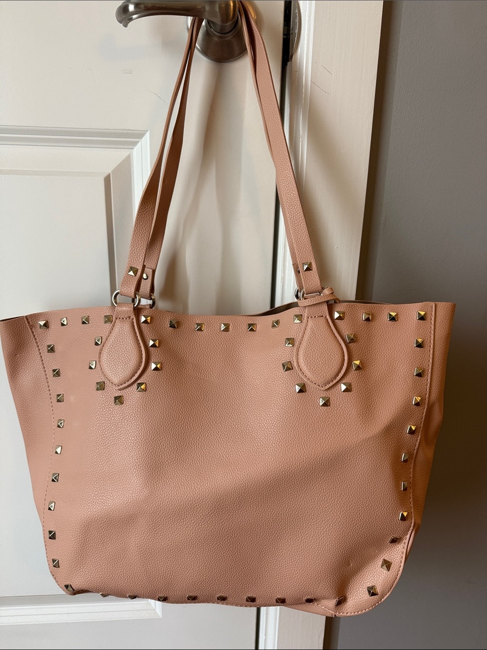 Zara Rose Blush Studded Tote Bag